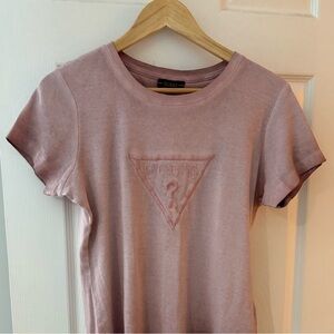 Guess pink crewneck baby tee L/XL